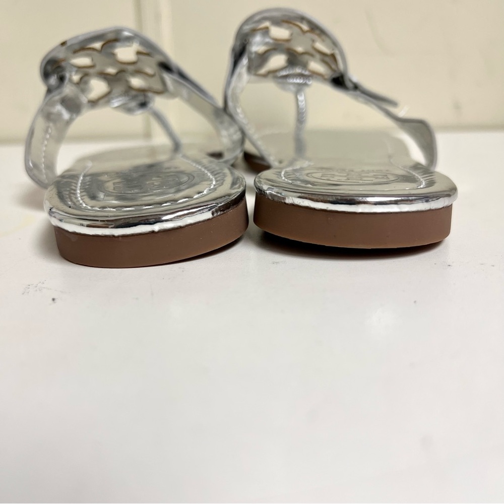 NEW Tory Burch MILLER METALLIC Silver SANDAL women’s size 39EU 8.5M Chic Resort - Picture 8 of 11